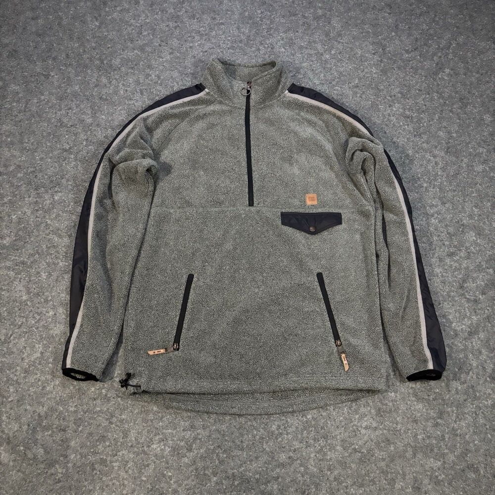 DC Shoes Half-Zip Fleece Jacket Calumet Size Large Gray Pullover